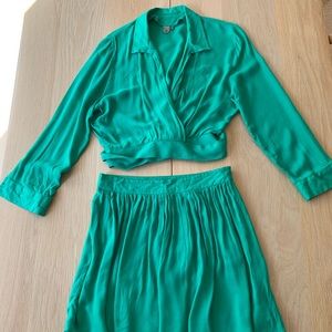 Farm Rio wrap top/mini skirt set Small